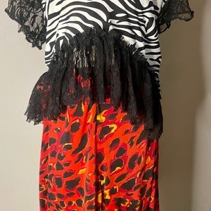 NEW hand made Animal Print Two piece stretch set XS